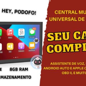 Central Multimídia 7" Universal Podofo - Com Android 10, rede 4G e Comando de Voz!