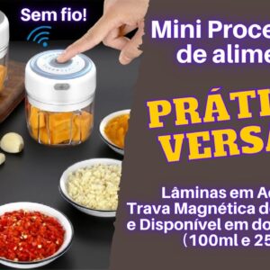 Mini Processador de Alimentos Elétrico e Sem Fio